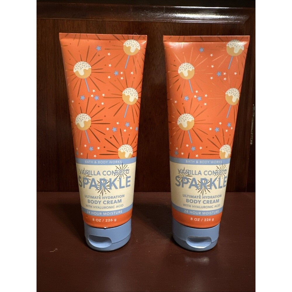2 BATH BODY WORKS VANILLA CONFETTI SPARKLE ULTIMATE HYDRATION CREAM HAND LOTION